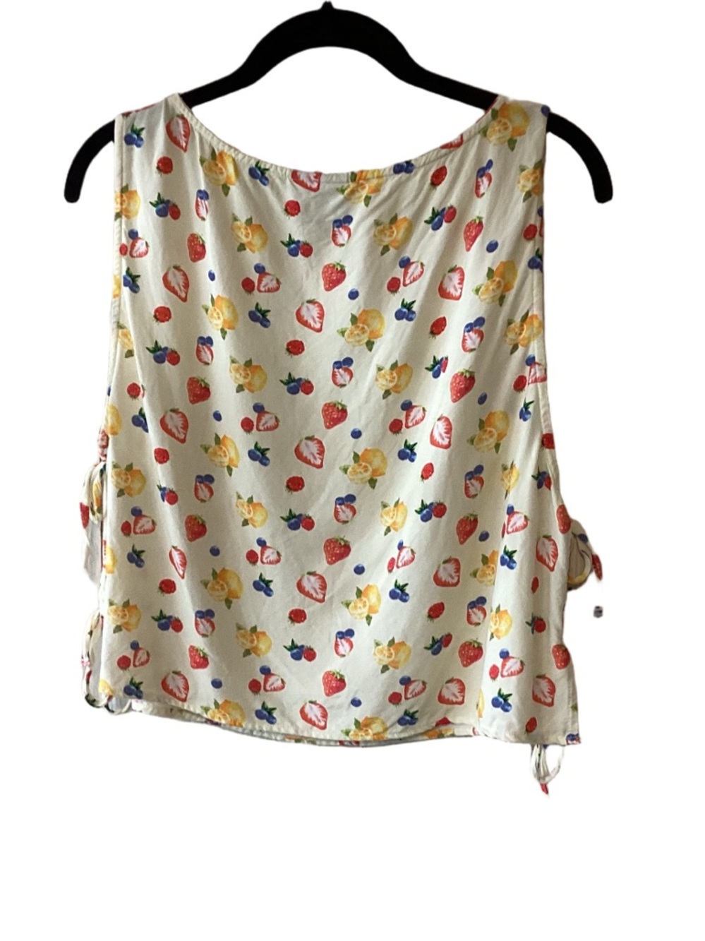 ASOS DESIGN Linen Look Fruit Print Tie Side Top Blouse - Picture 3 of 10